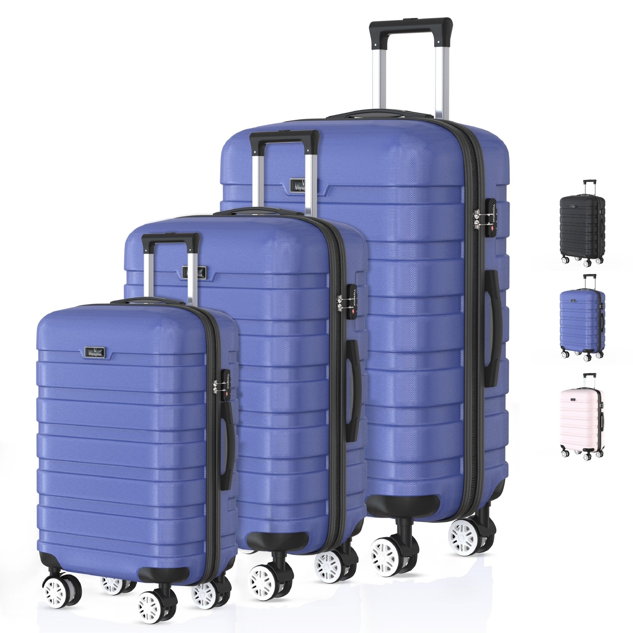 Voyagoux® REVELATION - Reiskoffer set - Koffers - 3 stuks - Reiskoffer met wielen - Blauw - TSA Slot - Voyagoux