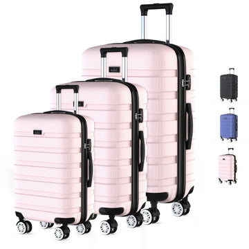 Voyagoux® REVELATION - Reiskoffer set - Koffers - 3 stuks - Reiskoffer met wielen - Lichtroze - TSA Slot - Voyagoux