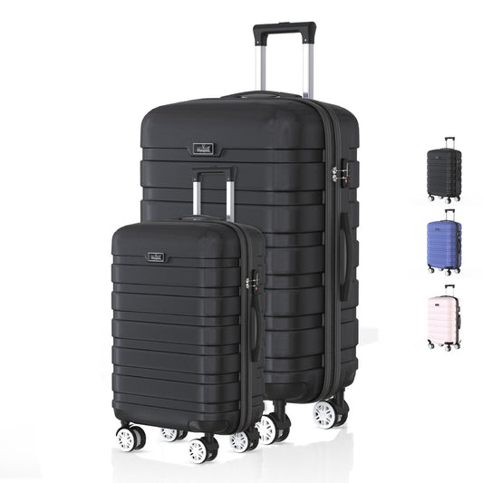 Voyagoux® REVELATION - Reiskoffer set S/L - Koffers - 2 stuks - Reiskoffer met wielen -Zwart - TSA Slot