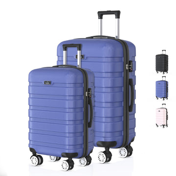 Voyagoux® REVELATION - Reiskoffer set S/M - Koffers - 2 stuks - Reiskoffer met wielen - Blauw - TSA Slot - Voyagoux