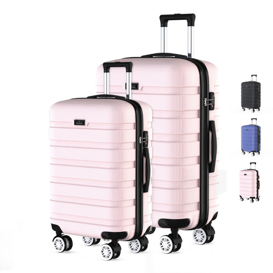 Voyagoux® REVELATION - Reiskoffer set S/M - Koffers - 2 stuks - Reiskoffer met wielen -Lichtroze - TSA Slot