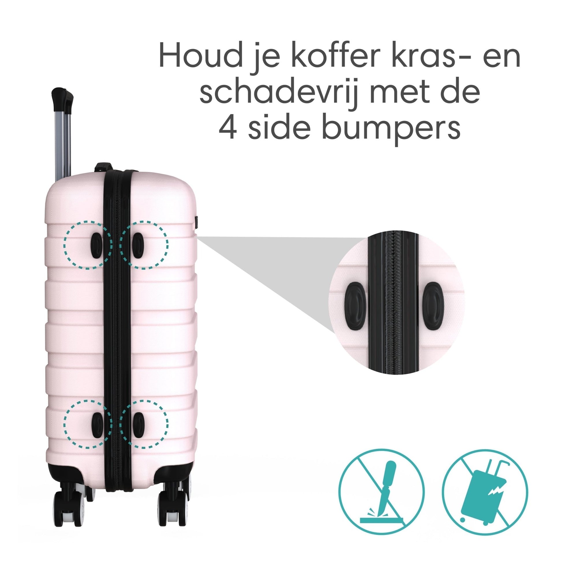 Voyagoux® REVELATION - Reiskoffer set S/M - Koffers - 2 stuks - Reiskoffer met wielen - Lichtroze - TSA Slot - Voyagoux